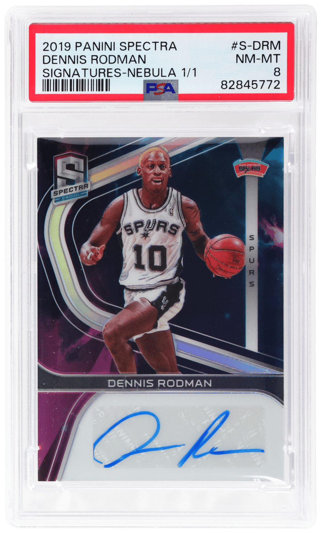 2019 Panini Spectra Signature Nebula Dennis Rodman #S-DRM 1/1 PSA 8