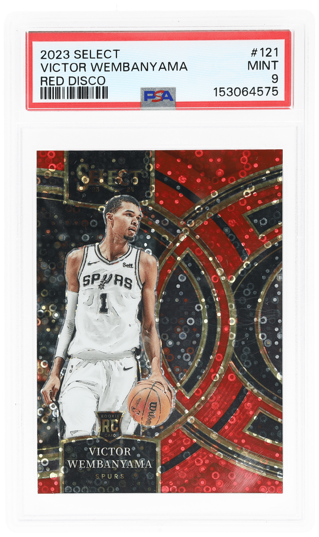 2023 Panini Select Premier Level Red Disco Victor Wembanyama #121 22/49 PSA 9