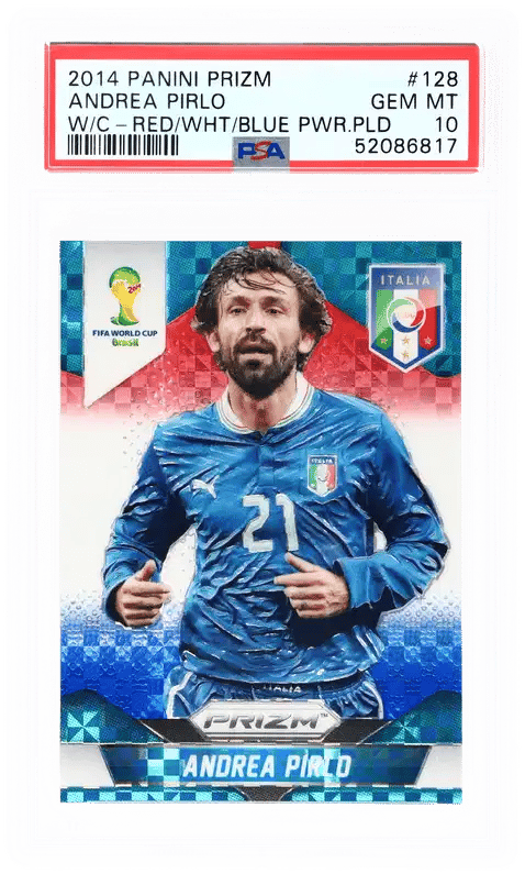 2014 Panini Prizm World Cup Red White Blue Power Plaid Andrea Pirlo #128 PSA 10