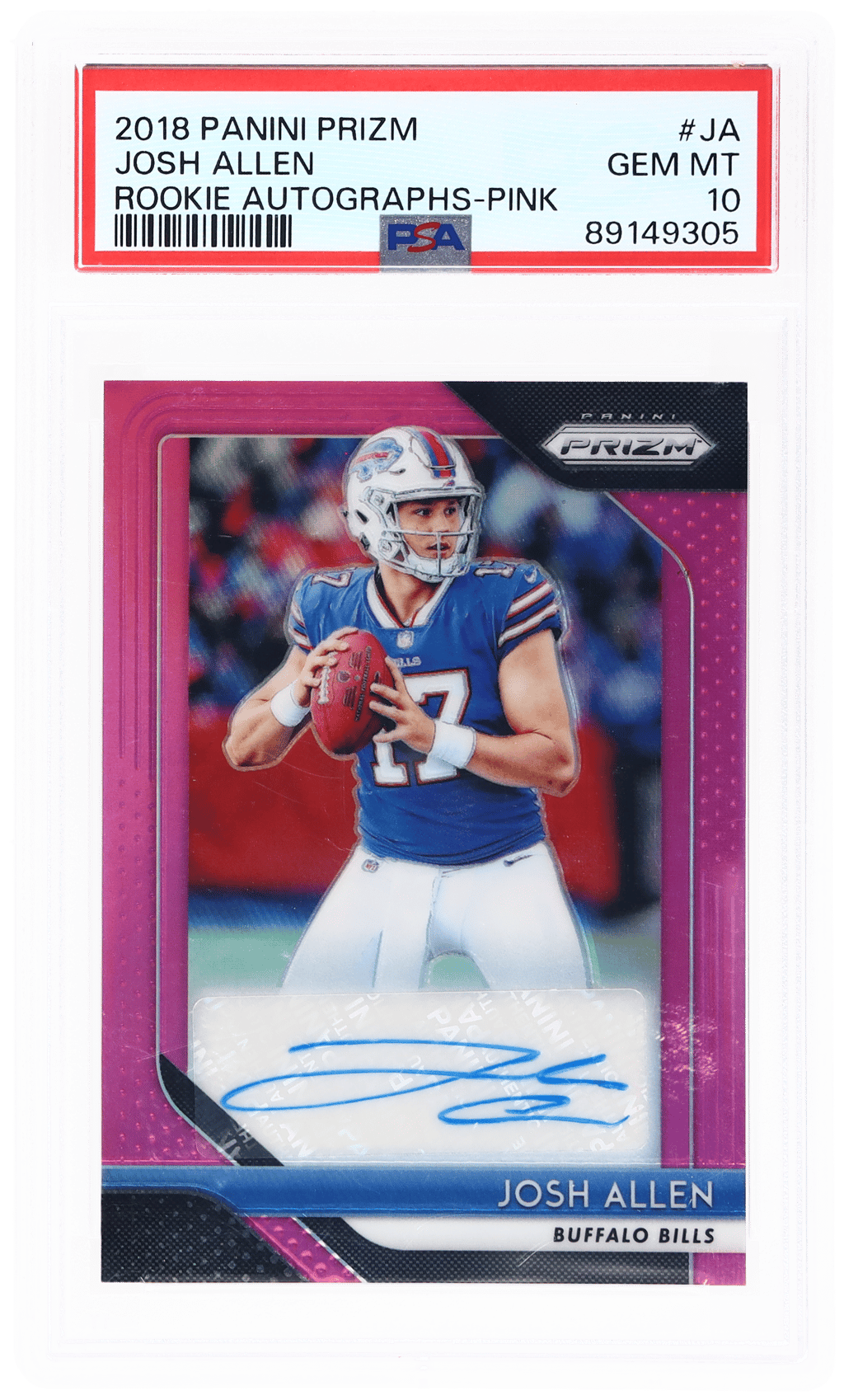 2018 Panini Prizm Rookie Autograph Pink Prizm Josh Allen #RA-JA PSA 10