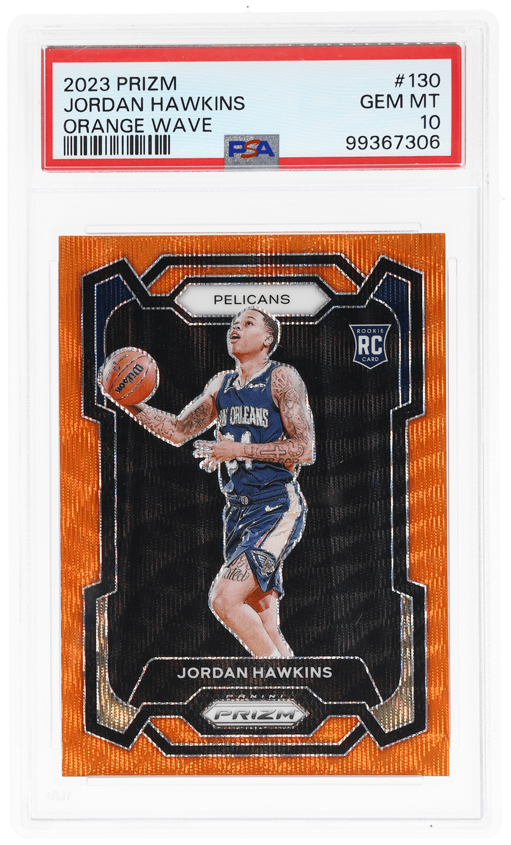 2023 Panini Prizm Orange Wave Prizm Jordan Hawkins #130 32/60 PSA 10