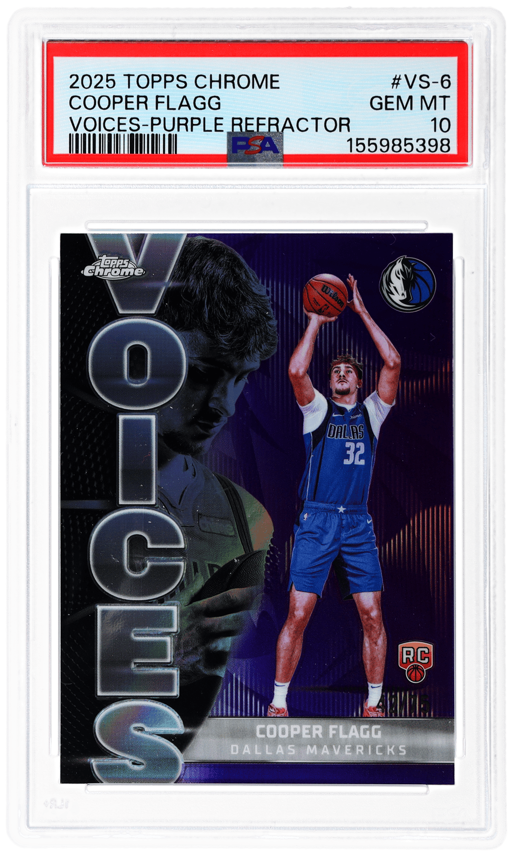 2025 Topps Chrome Voices Purple Refractor Cooper Flagg #VS-6 42/75 PSA 10
