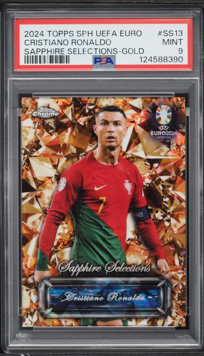 2024 Topps Chrome UEFA Euro Sapphire Selections Gold Cristiano Ronaldo /50 #SS-13 PSA 9 MINT