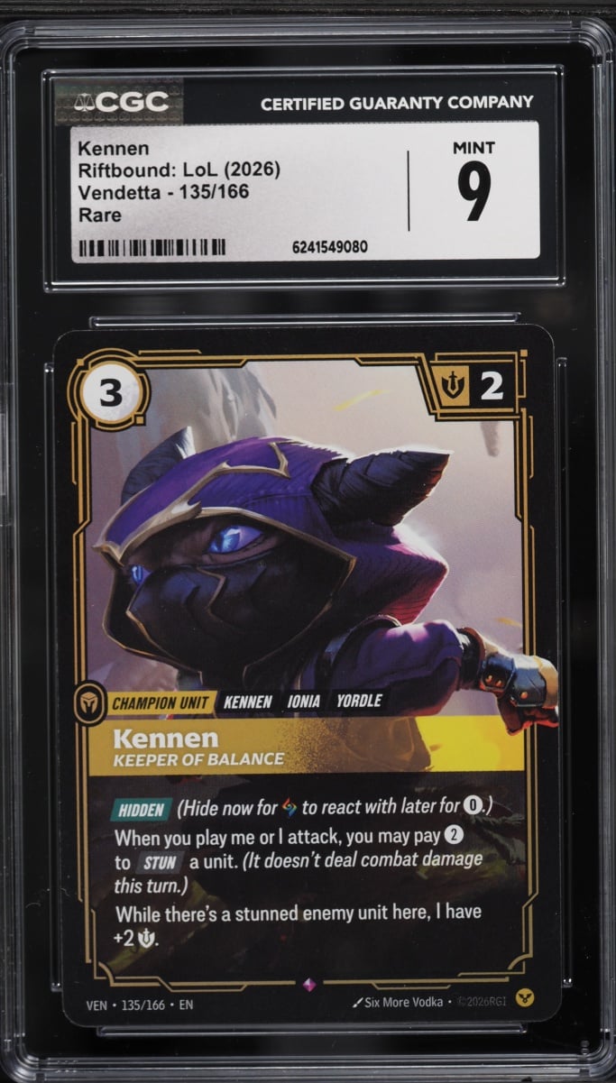 2026 Riftbound League Of Legends LoL Vendetta Kennen #135 CGC 9 MINT