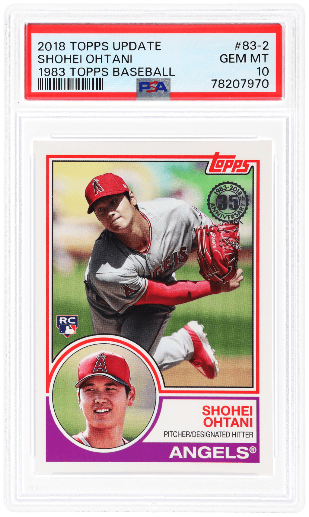 2018 Topps Update 1983 Topps Baseball Shohei Ohtani #83-2 PSA 10