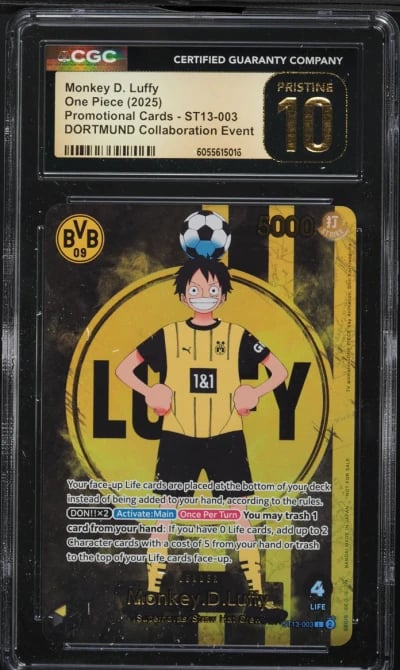 2025 One Piece Promo Dortmund Collaboration Monkey D. Luffy L #ST13-003 CGC 10 PRISTINE