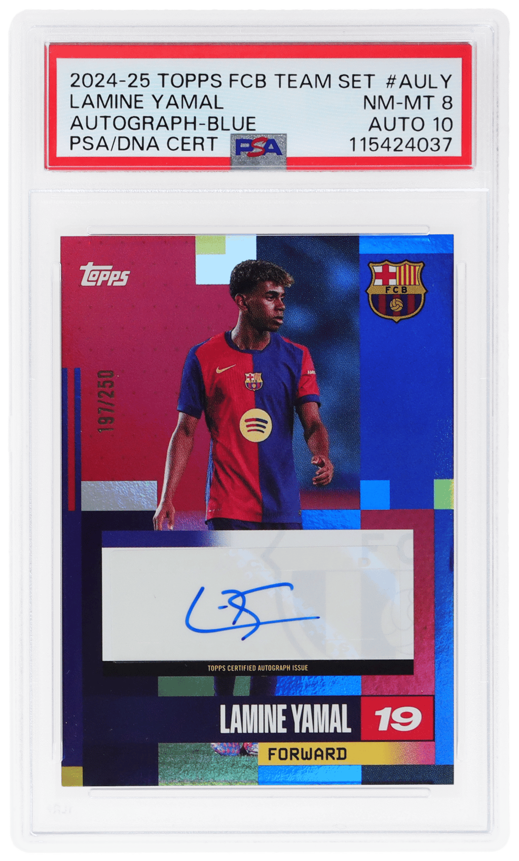 2024 Topps Fc Barcelona Team Set Autograph Blue Lamine Yamal #AU-LY 197/250 PSA 8