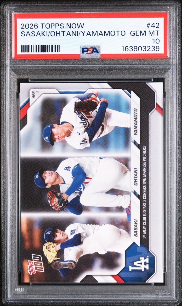 2026 Roki Sasaki / Shohei Ohtani / Yoshinobu Yamamoto #42 Topps Now PSA 10.0