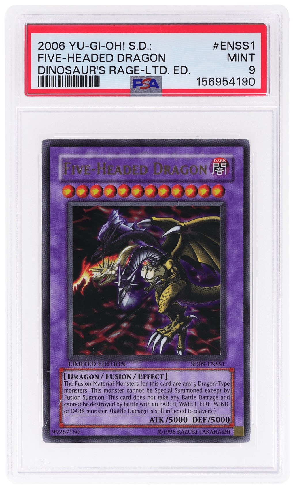 2006 Yu-Gi-Oh! Structure Deck Dinosaur's Rage Limited Edition Five-Headed Dragon #ENSS1 PSA 9
