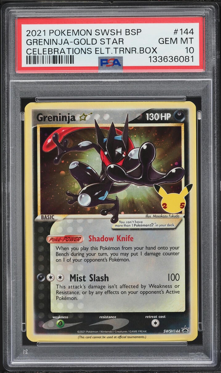 2021 Pokemon Sword & Shield Promo Celebrations ETB Holo Greninja Gold Star #144 PSA 10 GEM MINT