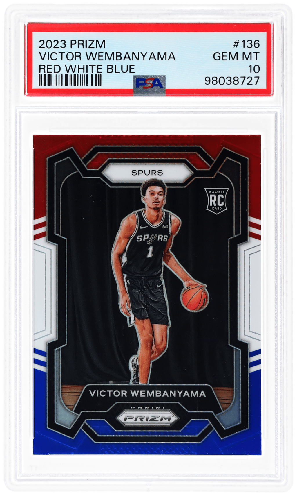 2023 Panini Prizm Red White and Blue Prizm Victor Wembanyama #136 PSA 10