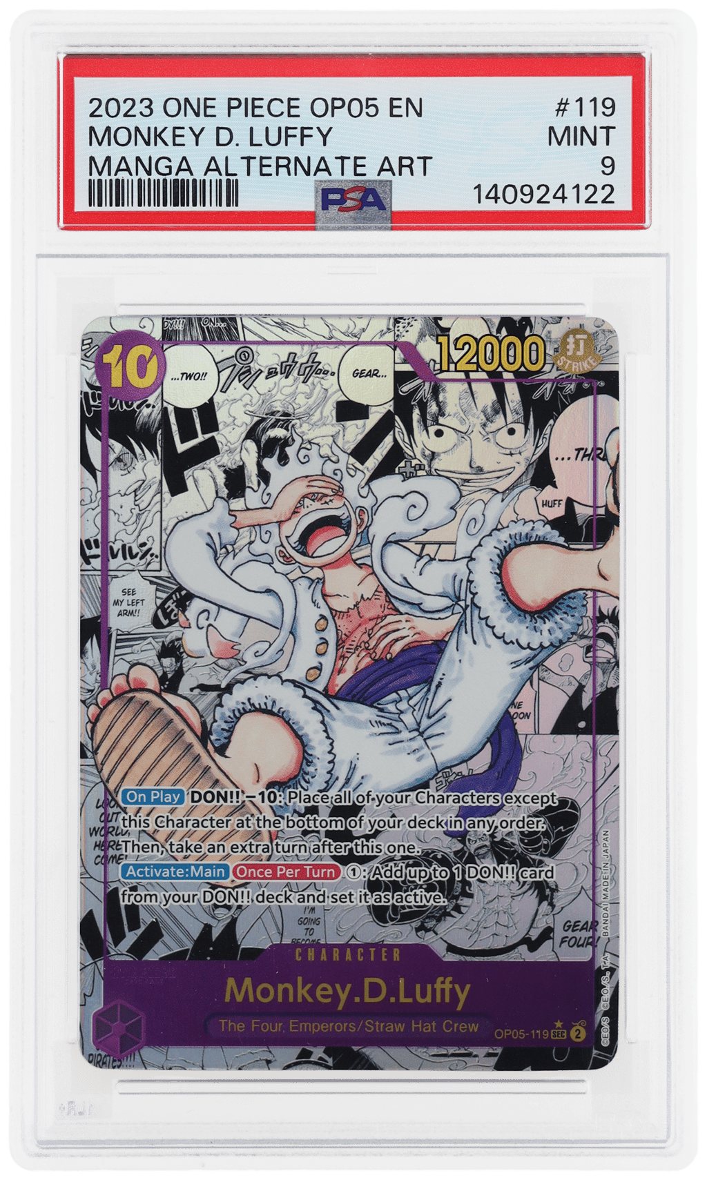 2023 One Piece Awakening of the New Era Manga Alternate Art Monkey D. Luffy #OP05-119 PSA 9