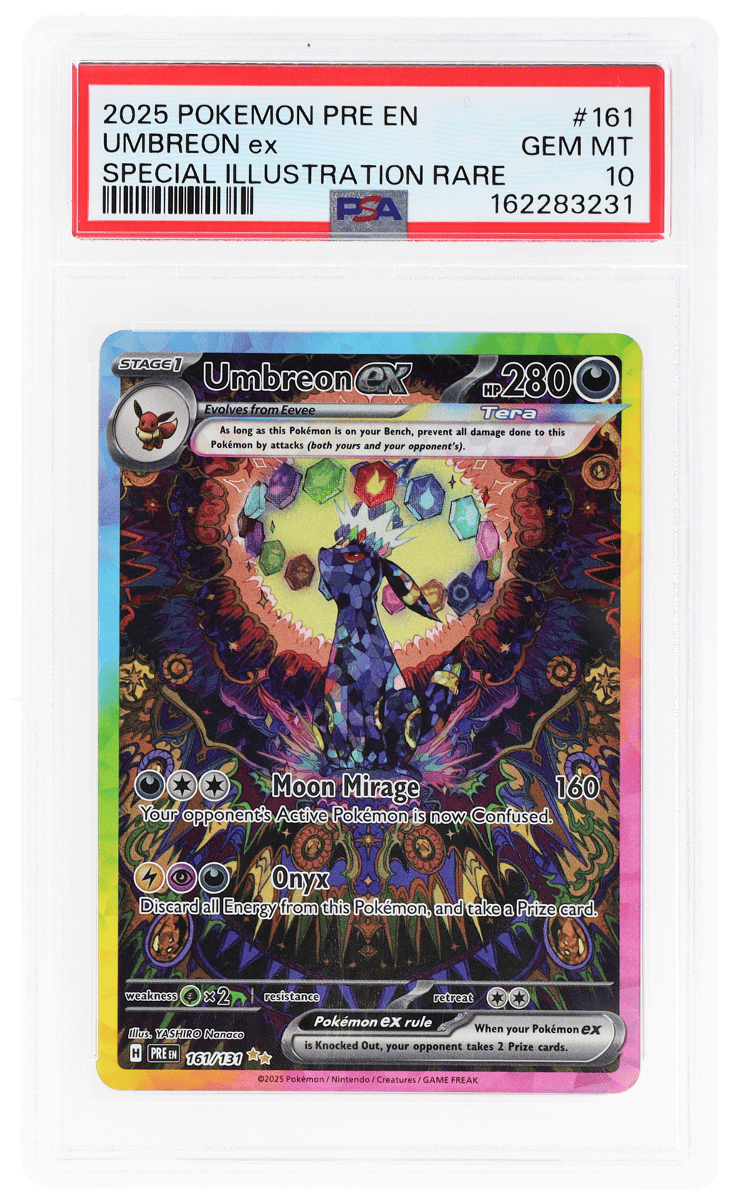 2025 Pokemon Scarlet and Violet Prismatic Evolutions Special Illustration Rare Umbreon Ex #161 PSA 10