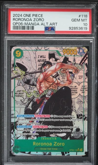 2024 One Piece Wings Of The Captain Manga Alt Art Roronoa Zoro #118 PSA 10 GEM