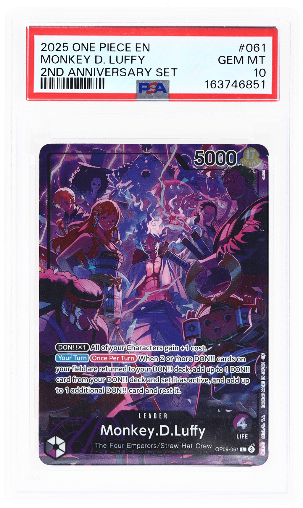2025 One Piece Promo 2nd Anniversary Set Monkey D. Luffy #OP09061 PSA 10