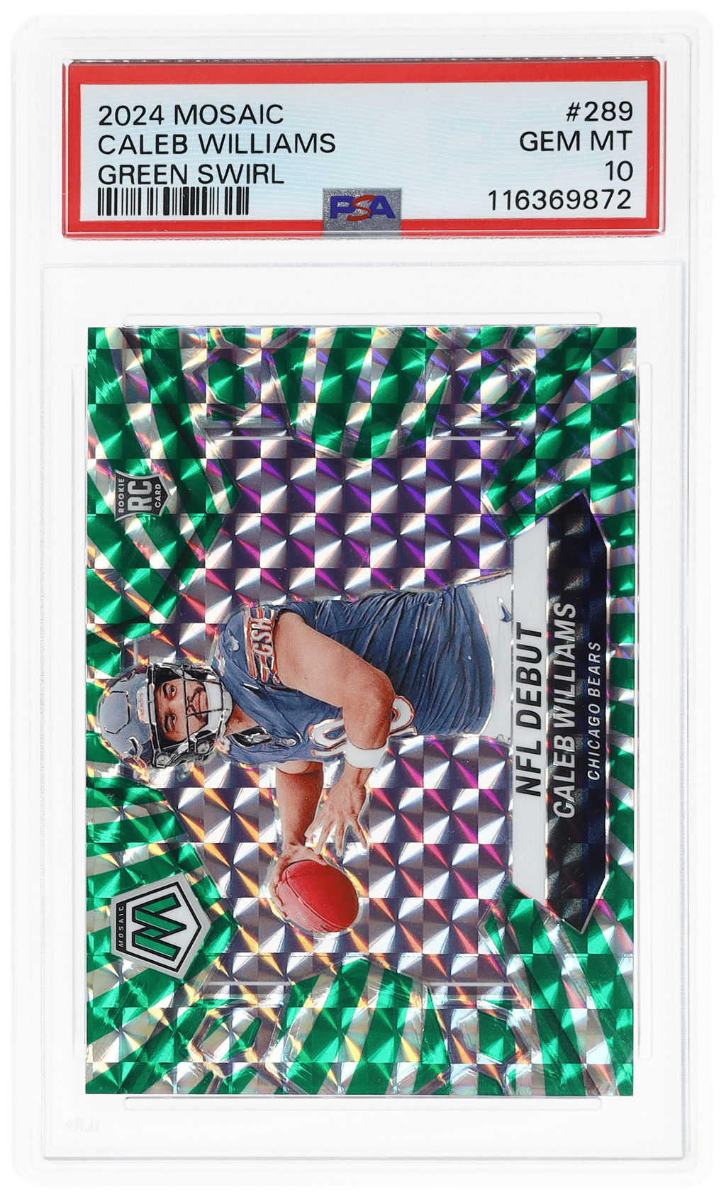 2024 Panini Mosaic Green Swirl Caleb Williams #289 13/13 PSA 10