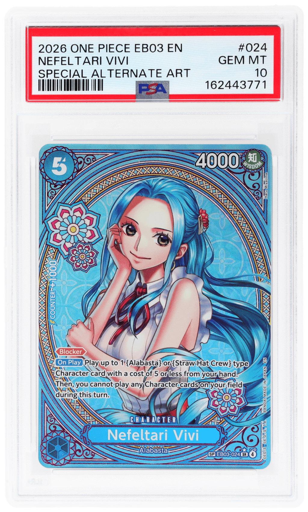 2026 One Piece Heroines Edition Special Alternate Art Nefeltari Vivi #EB03-024 PSA 10