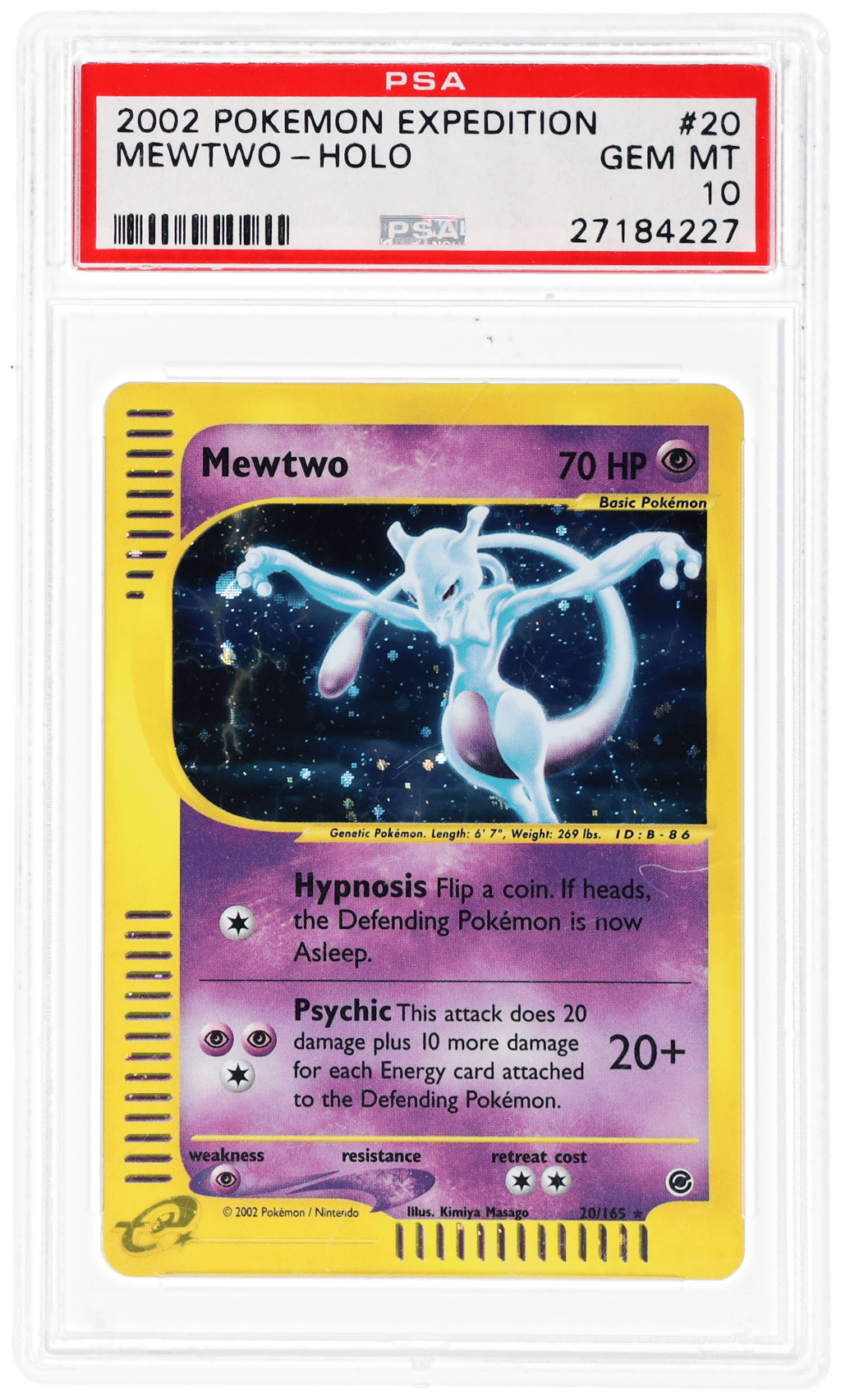 2002 Pokemon Expedition Holo Mewtwo #20 PSA 10