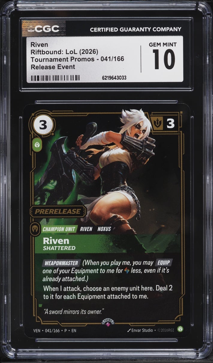 2026 Riftbound League Of Legends LoL Tournament Promo Release Event Riven #041 CGC 10 GEM MINT