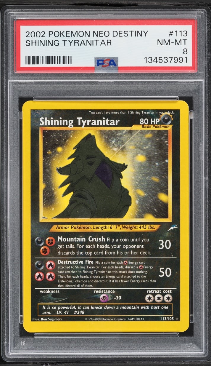 2002 Pokemon Neo Destiny Shining Tyranitar #113 PSA 8 NM-MT