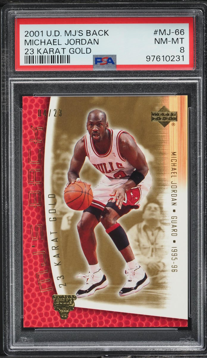 2001 Upper Deck MJ's Back 23 Karat Gold Michael Jordan /23 #MJ-66 PSA 8 NM-MT