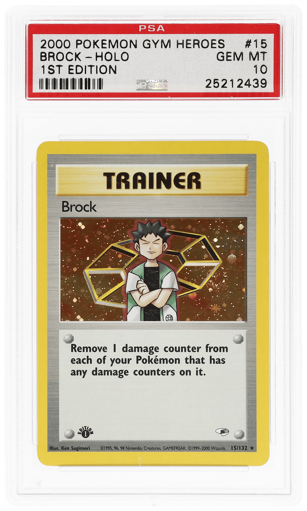 2000 Pokemon Gym Heroes 1st Edition Holo Brock #15 PSA 10