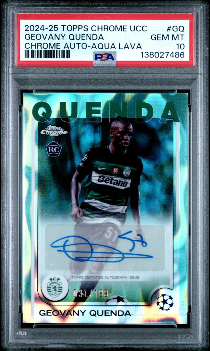 2024 #GQ Geovany Quenda PSA 10 Topps Chrome UEFA Club Competitions Chrome Autographs — Rare