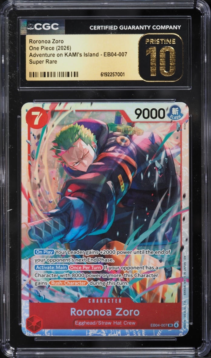 2026 One Piece Adventure On KAMI's Island SR Roronoa Zoro #EB04-007 CGC 10 PRISTINE