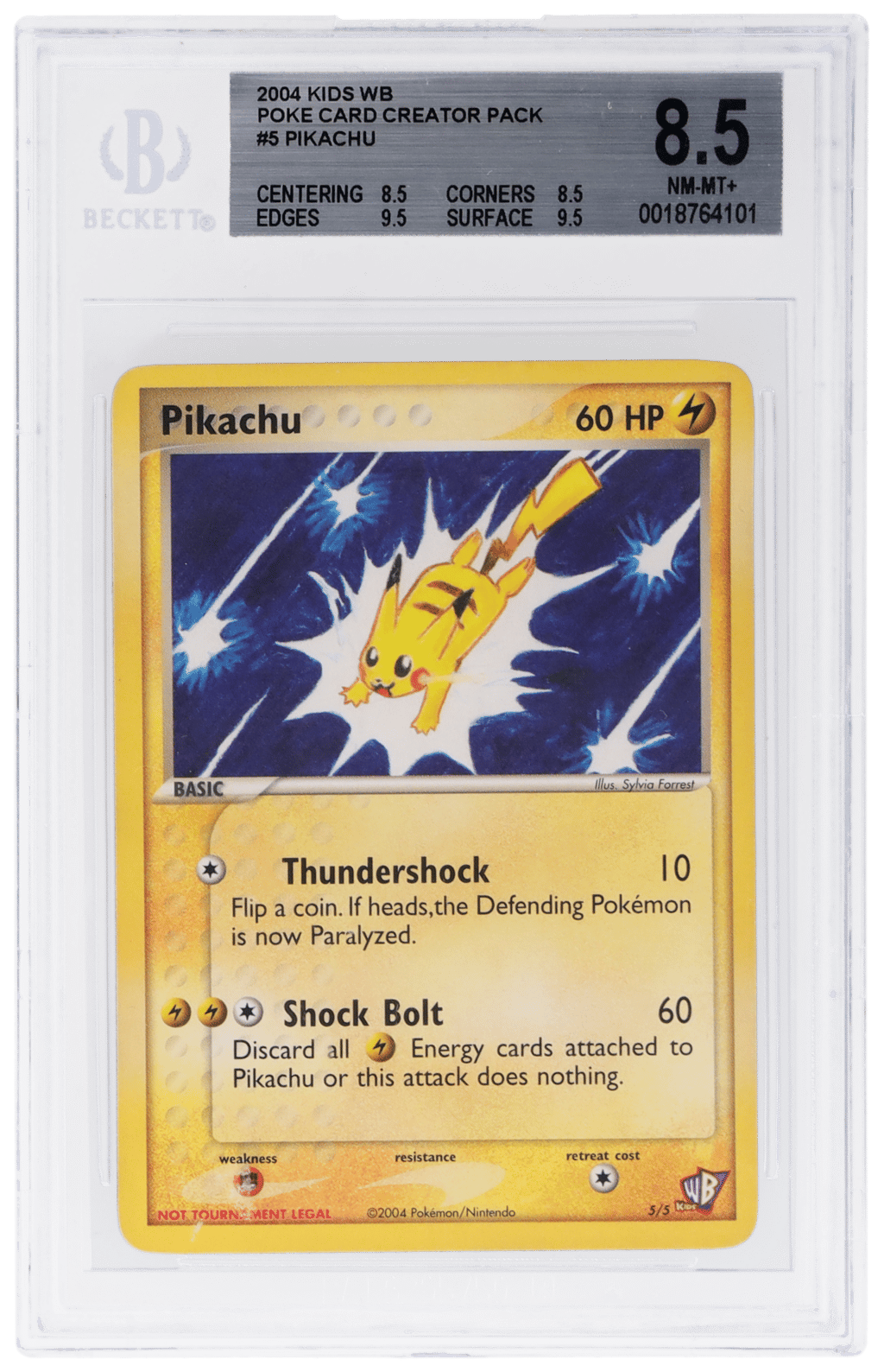 2004 Pokemon Kids Wb Promo Poke Card Creator Contest Pikachu #5 BGS 8.5
