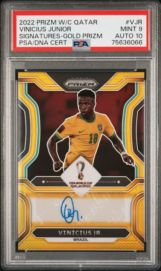 2022 #VJR Vinicius Jr. PSA 9 Panini Prizm World Cup Qatar Signatures — Epic
