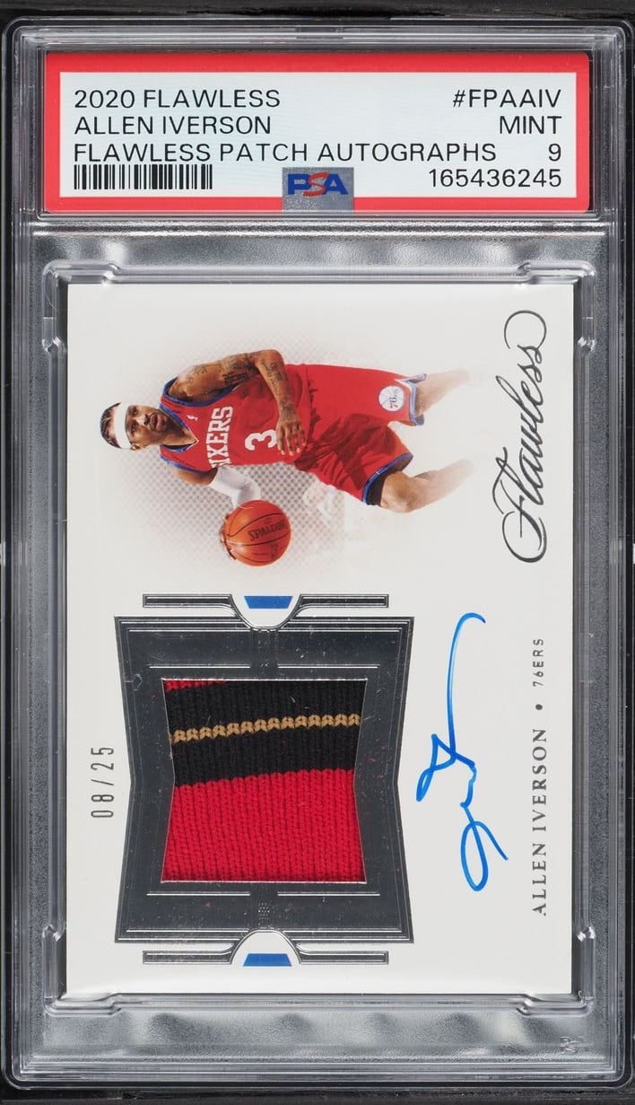 2020 Panini Flawless Allen Iverson PATCH AUTO /25 #FPA-AIV PSA 9 MINT