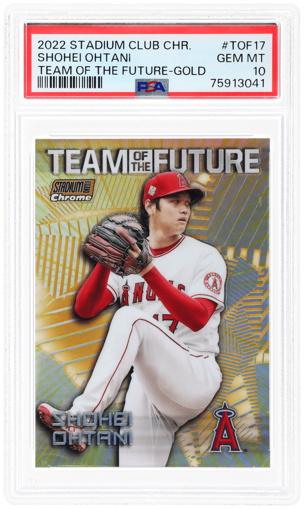 2022 Stadium Club Chrome Team of the Future Gold Refractors Shohei Ohtani #TOF17 25/50 PSA 10