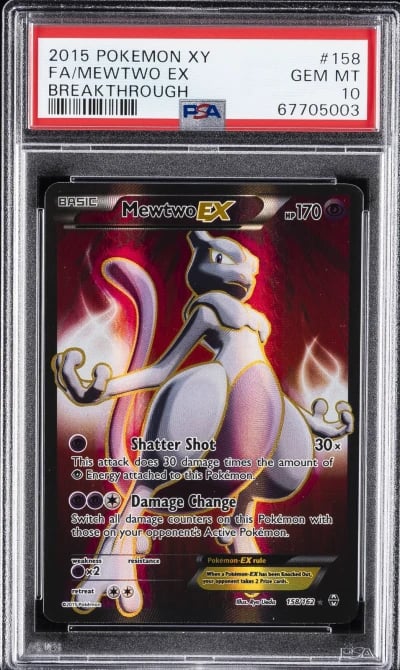 2015 POKEMON XY BREAKTHROUGH #158 FULL ART/MEWTWO EX PSA 10