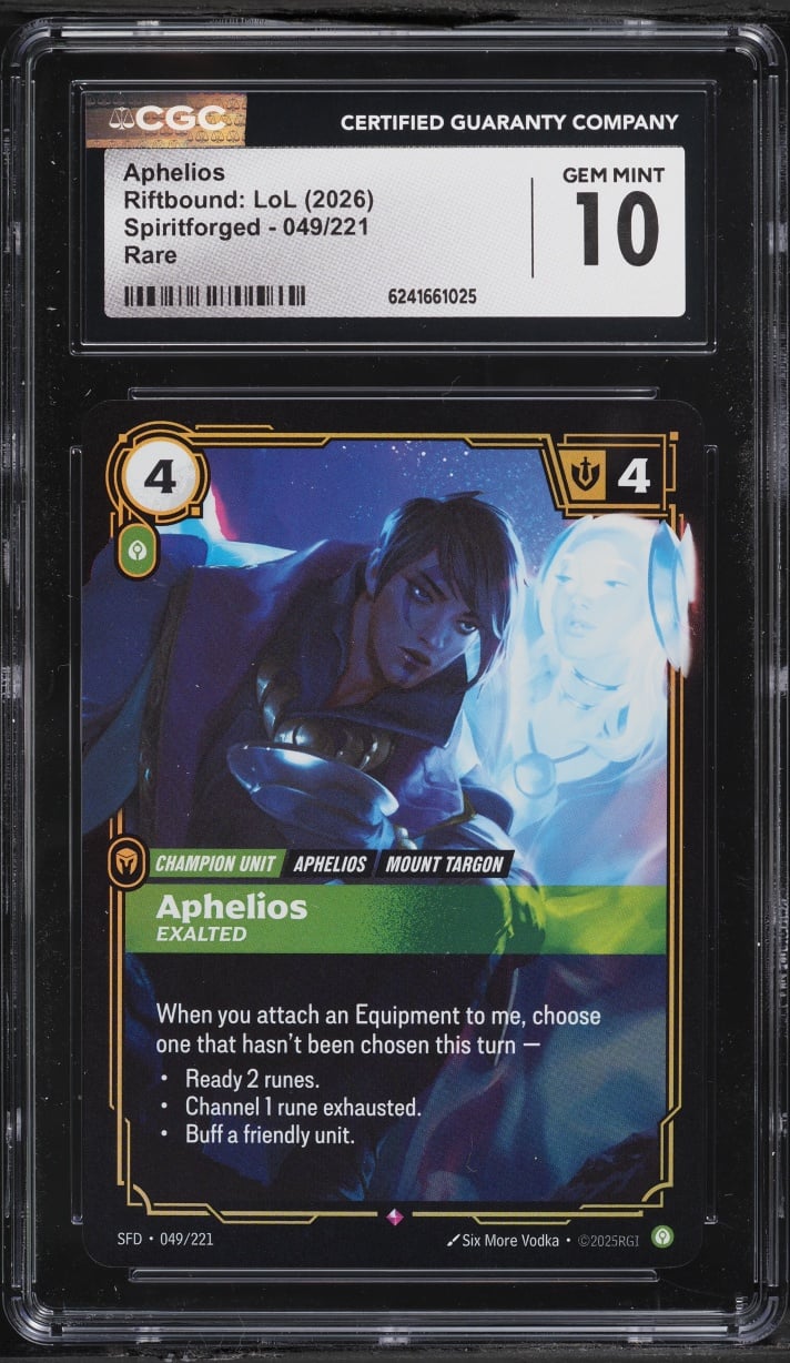2026 Riftbound League Of Legends LoL Spiritforged Aphelios #49 CGC 10 GEM MINT