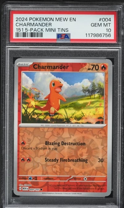 2024 Pokemon Mew En-151 5 Pack Mini Tin Charmander #004 PSA 10 GEM MINT