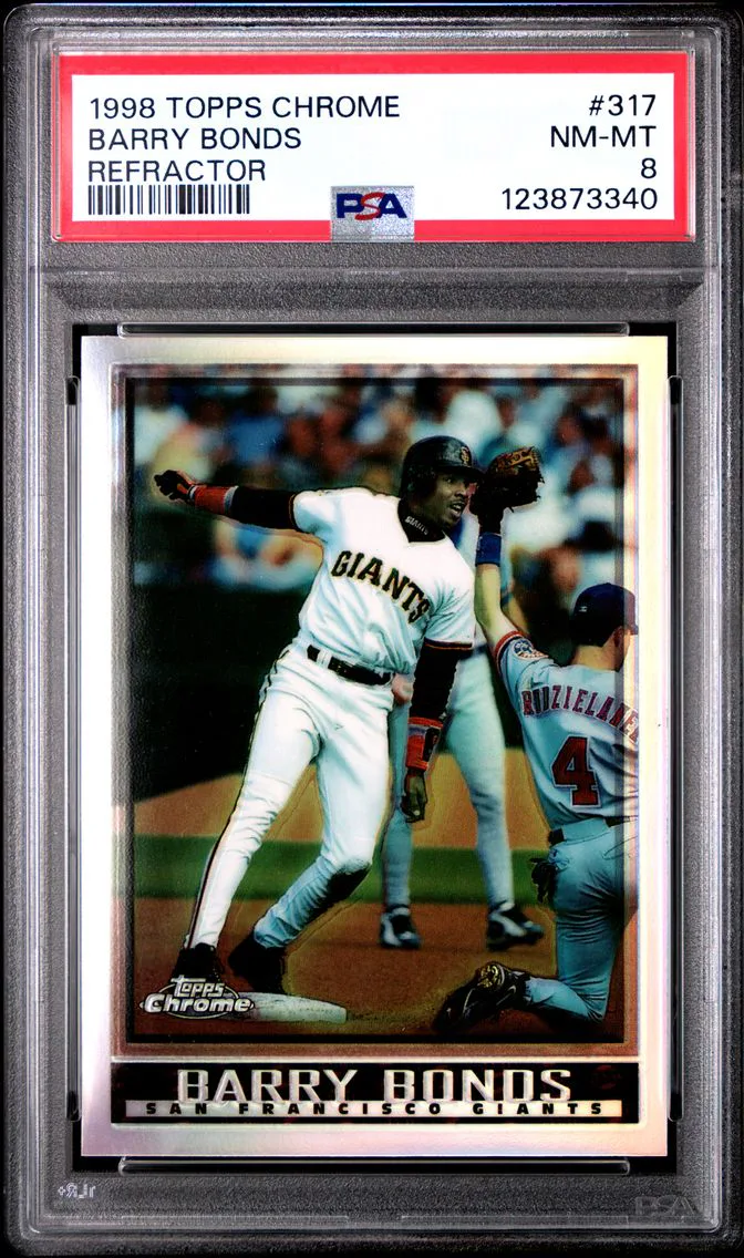 1998 #317 Barry Bonds PSA 8 Topps Chrome — Rare