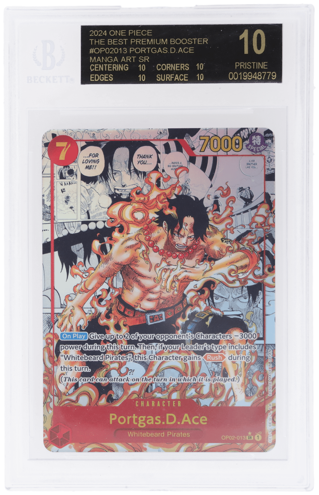 2024 One Piece the Best Premium Booster Manga Alternate Art Portgas D. Ace #OP02-013 BGS BL