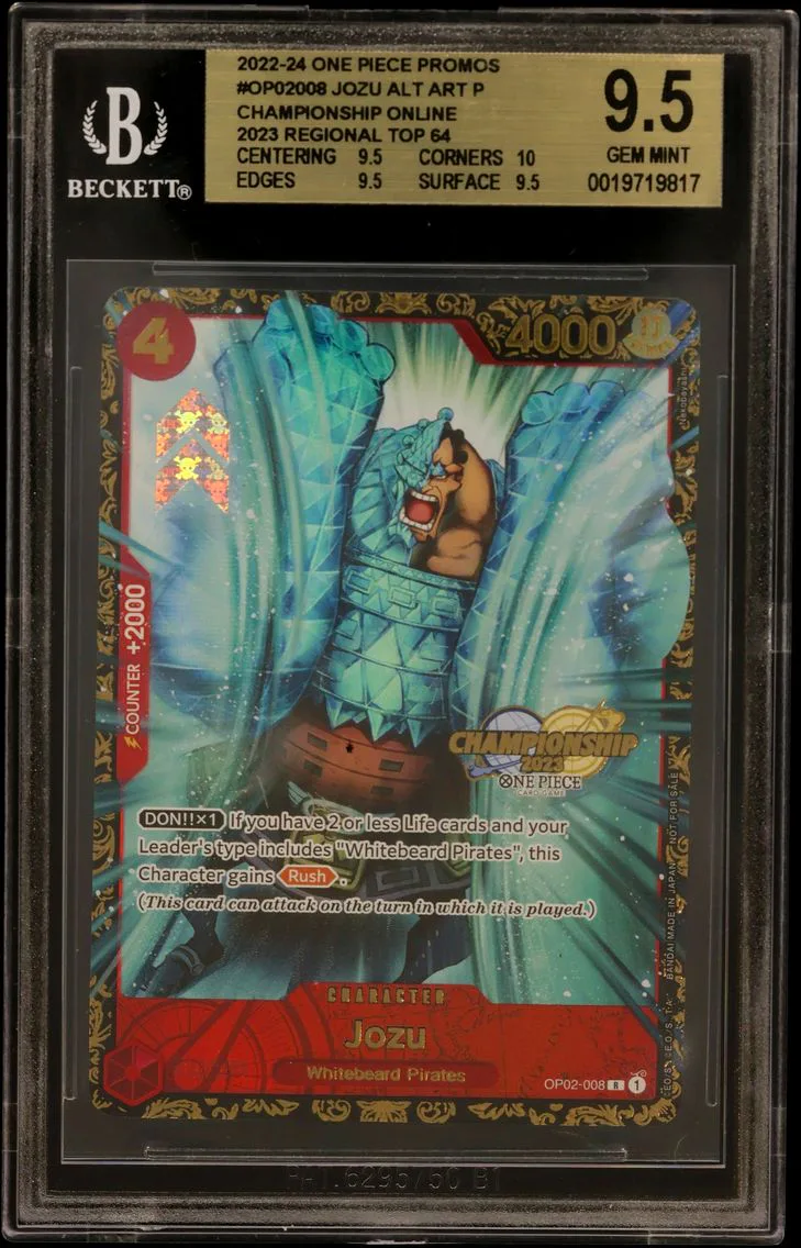 2022 #OP02008 Jozu ALT ART P/(Championship Online 2023 Regional Top 64) BGS 9.5 One Piece Card Game Promos — Rare