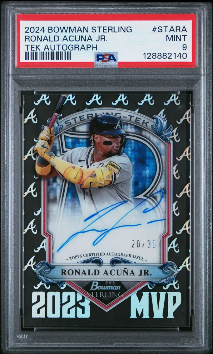 2024 #STARA Ronald Acuna Jr. PSA 9 Bowman Sterling Sterling Tek Autographs — Rare