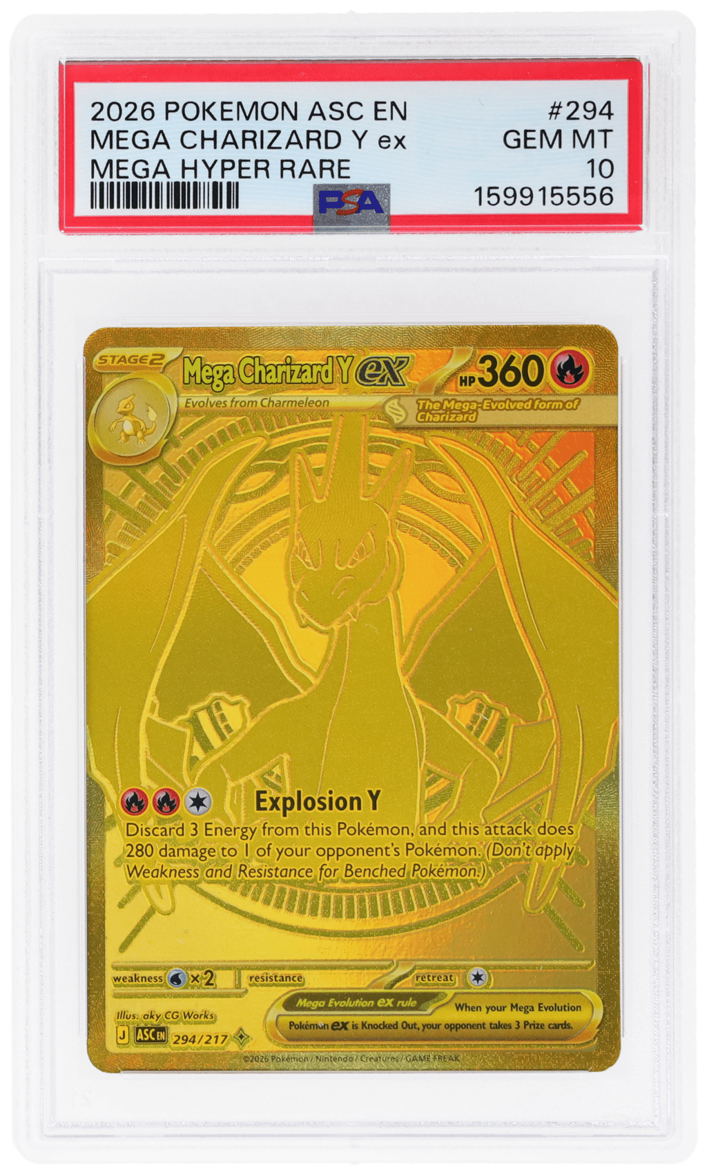 2026 Pokemon Mega Evolution Ascended Heroes Mega Hyper Rare Mega Charizard Y Ex #294 PSA 10