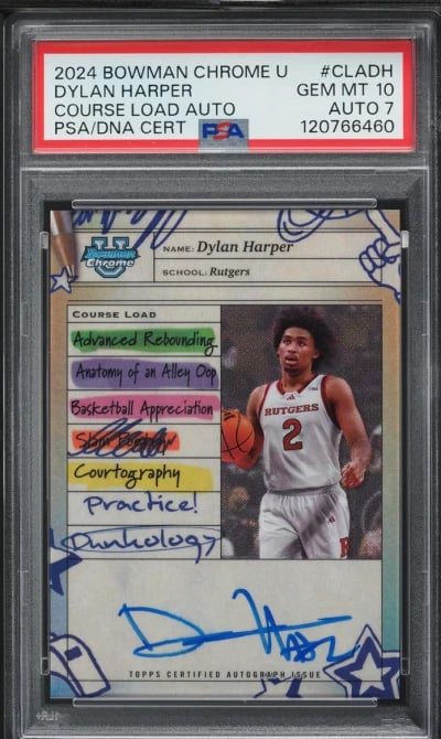 2024 Bowman Chrome University Course Load Dylan Harper AUTO DNA 7 PSA 10