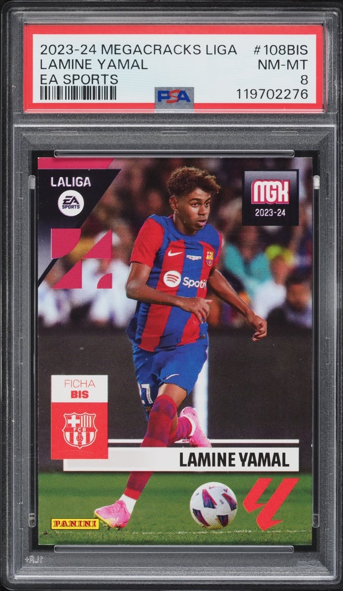 2023 Panini Megacracks LaLiga EA Sports Lamine Yamal ROOKIE #108BIS PSA 8 NM-MT