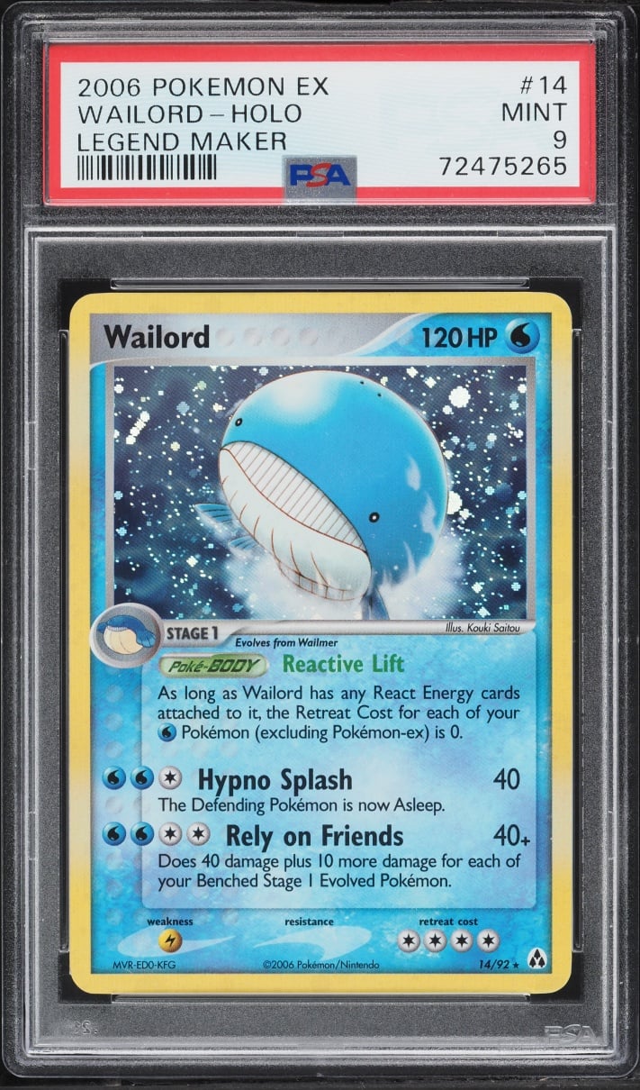 2006 Pokemon EX Legend Maker Holo Wailord #14 PSA 9 MINT