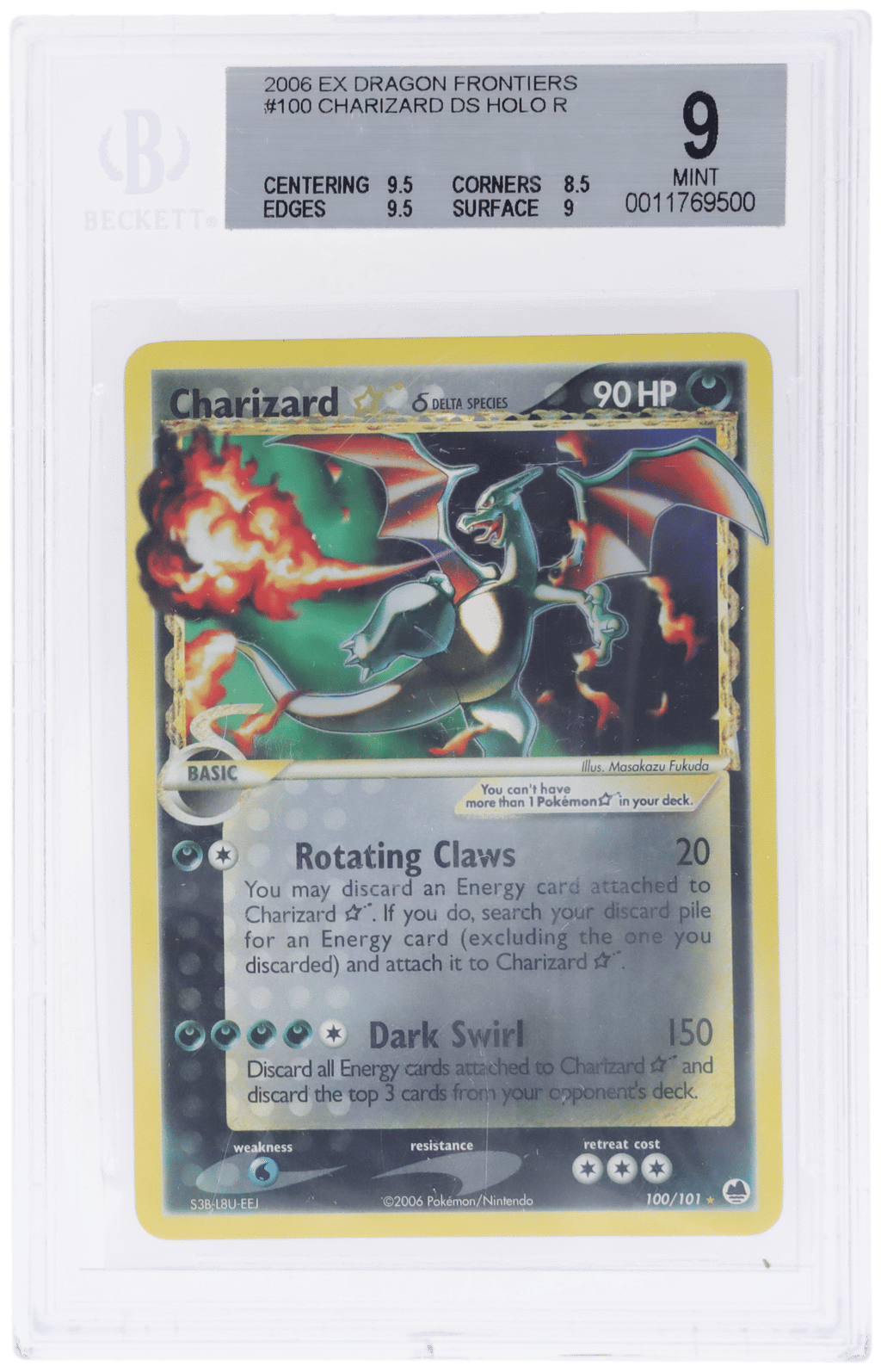 2006 Pokemon Ex Dragon Frontiers Holo Charizard Gold Star #100 BGS 9