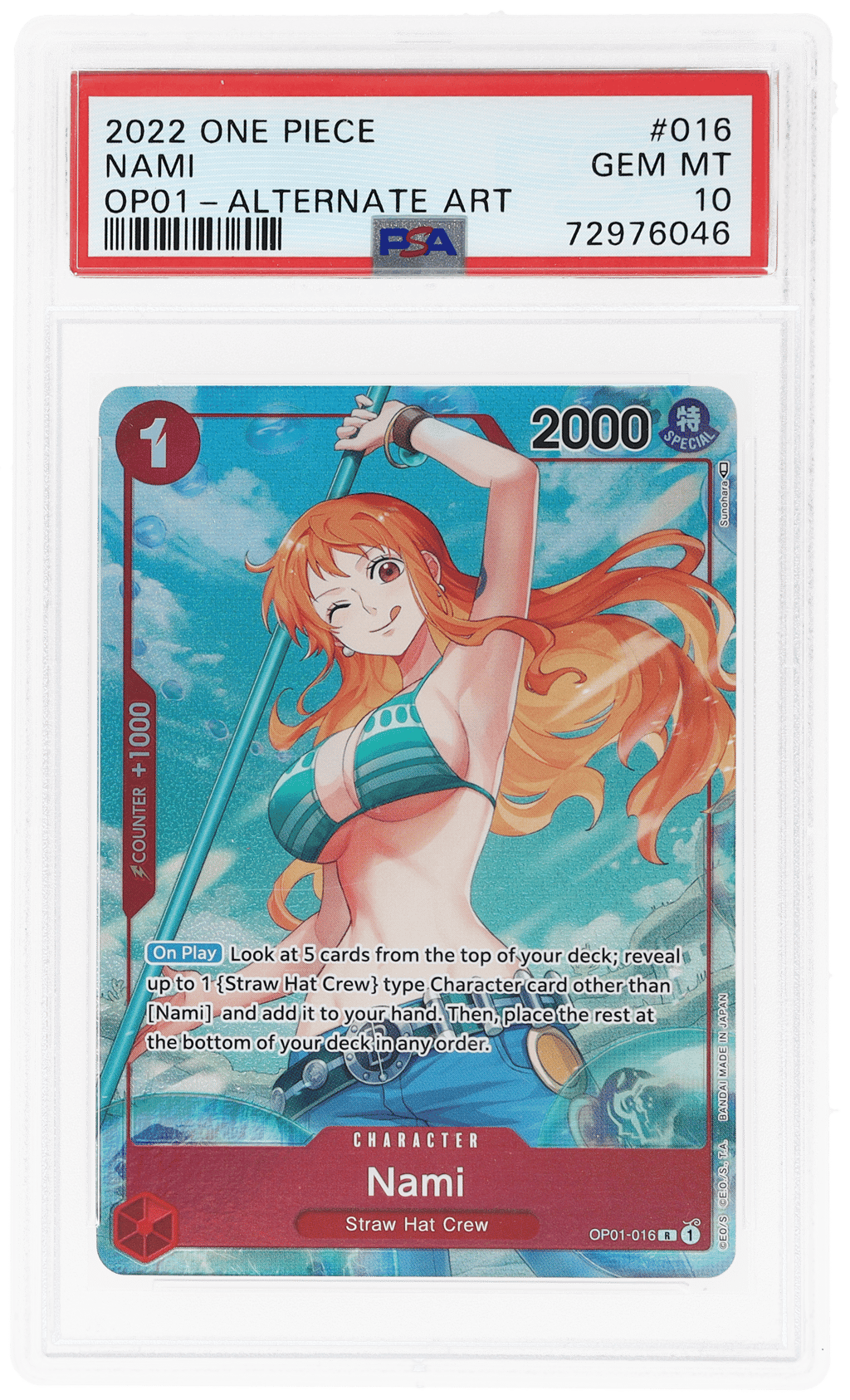 2022 One Piece Romance Dawn Alternate Art Nami #OP01016 PSA 10