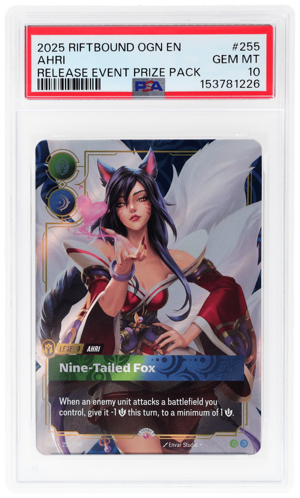2025 Riftbound League of Legends Origins Release Event Prize Pack Ahri #255 PSA 10