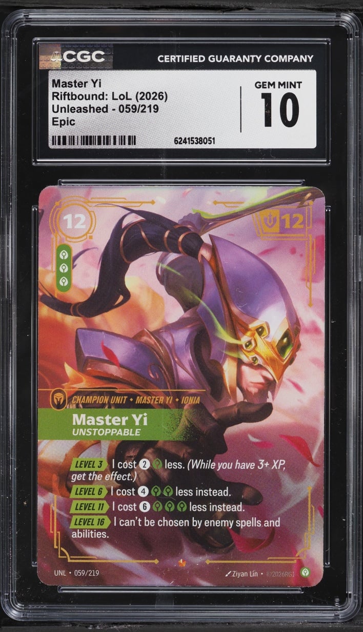 2026 Riftbound League Of Legends LoL Unleashed Epic Master Yi #059 CGC 10 GEM MINT