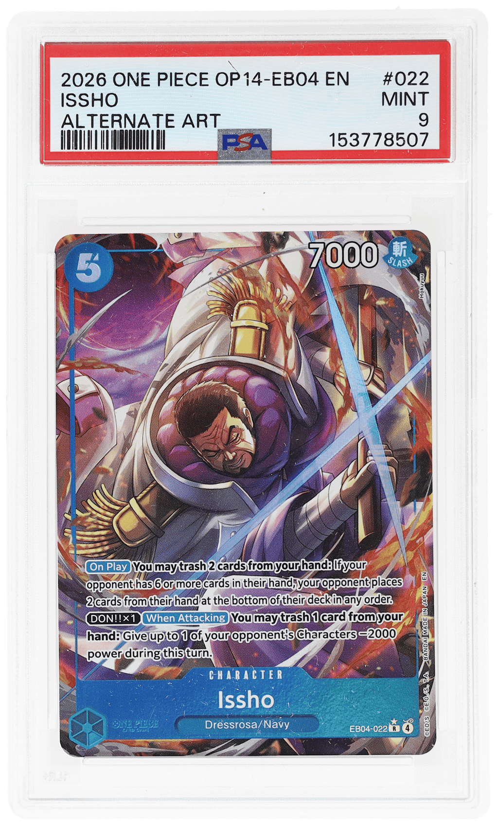 2026 One Piece the Azure Sea's Seven Alternate Art Issho #EB04-022 PSA 9