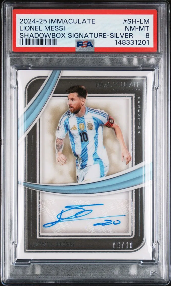 2024 #SH-LM Lionel Messi PSA 8 Panini Immaculate Collection Shadowbox Signatures — Epic