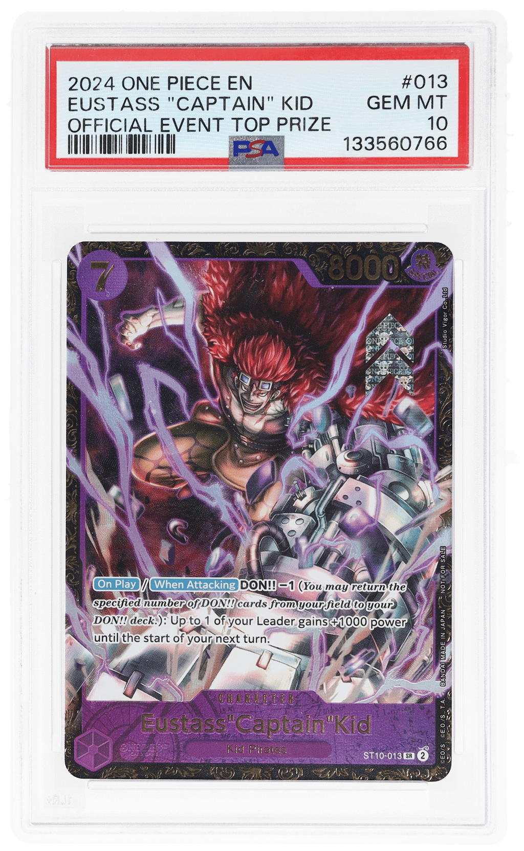 2024 One Piece Promo Official Event Top Prize Eustass Captain Kid #ST10013 PSA 10